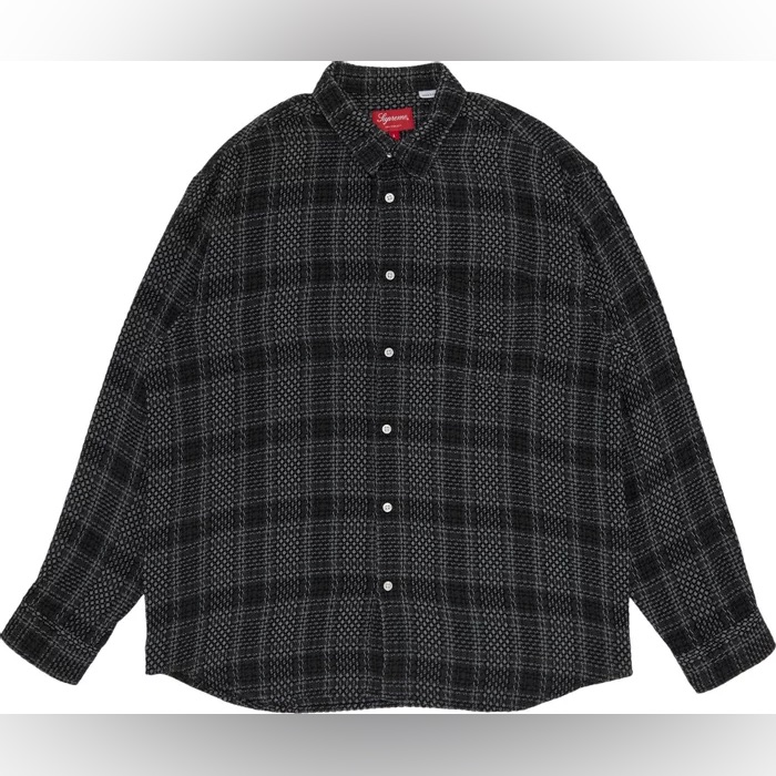 2023 Supreme Basket Weave Plaid Shirt 'Black' Xl
